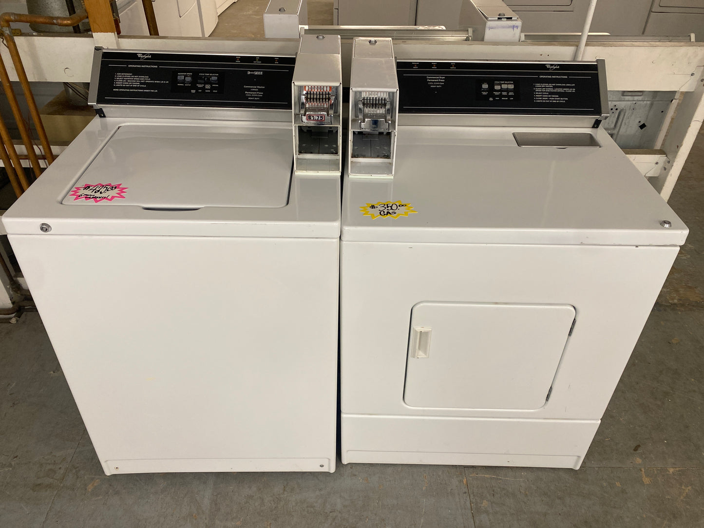 Whirlpool Coin Operated Top Load Washer & natural Gas Dryer Set!