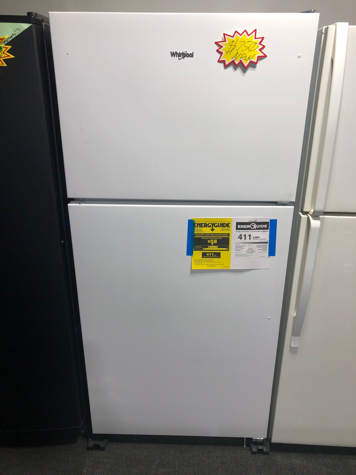 NEW!! Whirlpool 18.2 CU. FT Top Freezer Refrigerator