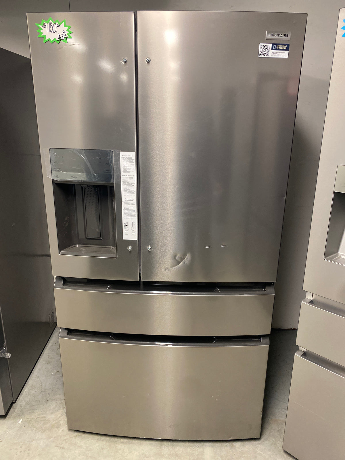 Frigidaire 36” Wide Bottom Freezer 4-Door Stainless Steel Refrigerator
