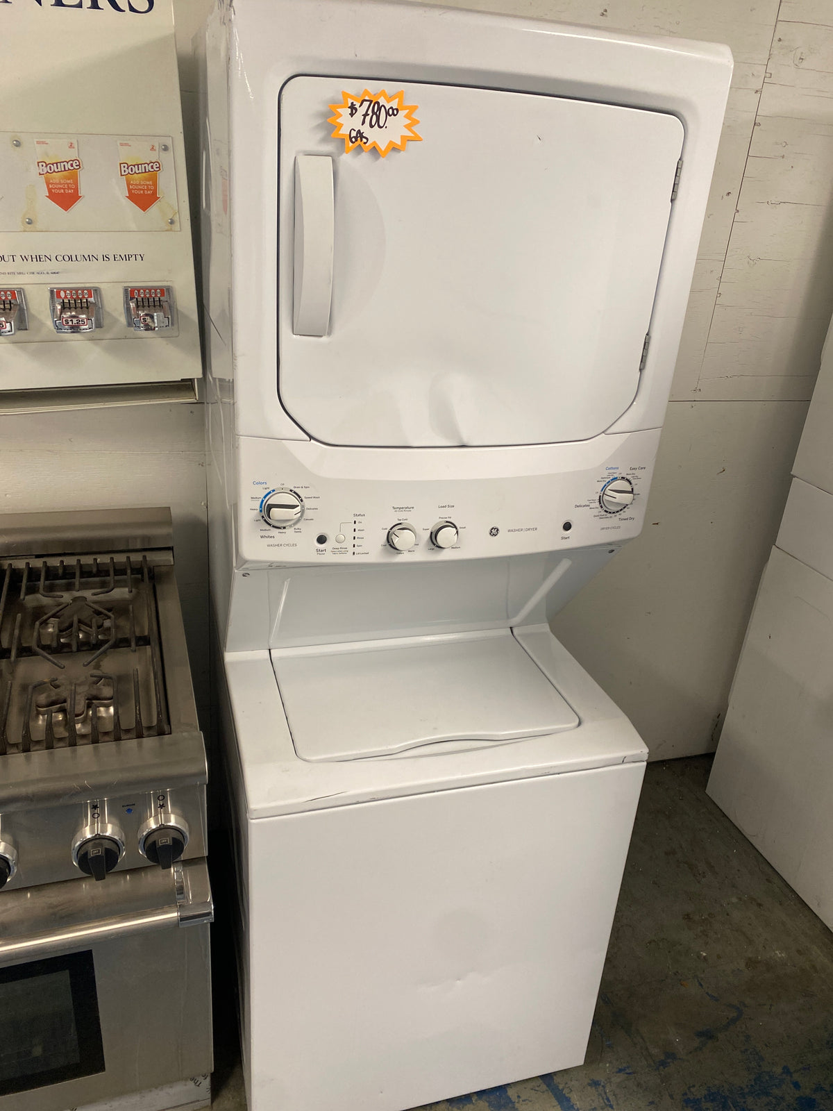 GE 27” Top Load Washer & Natural Gas Dryer Stacked Laundry Center