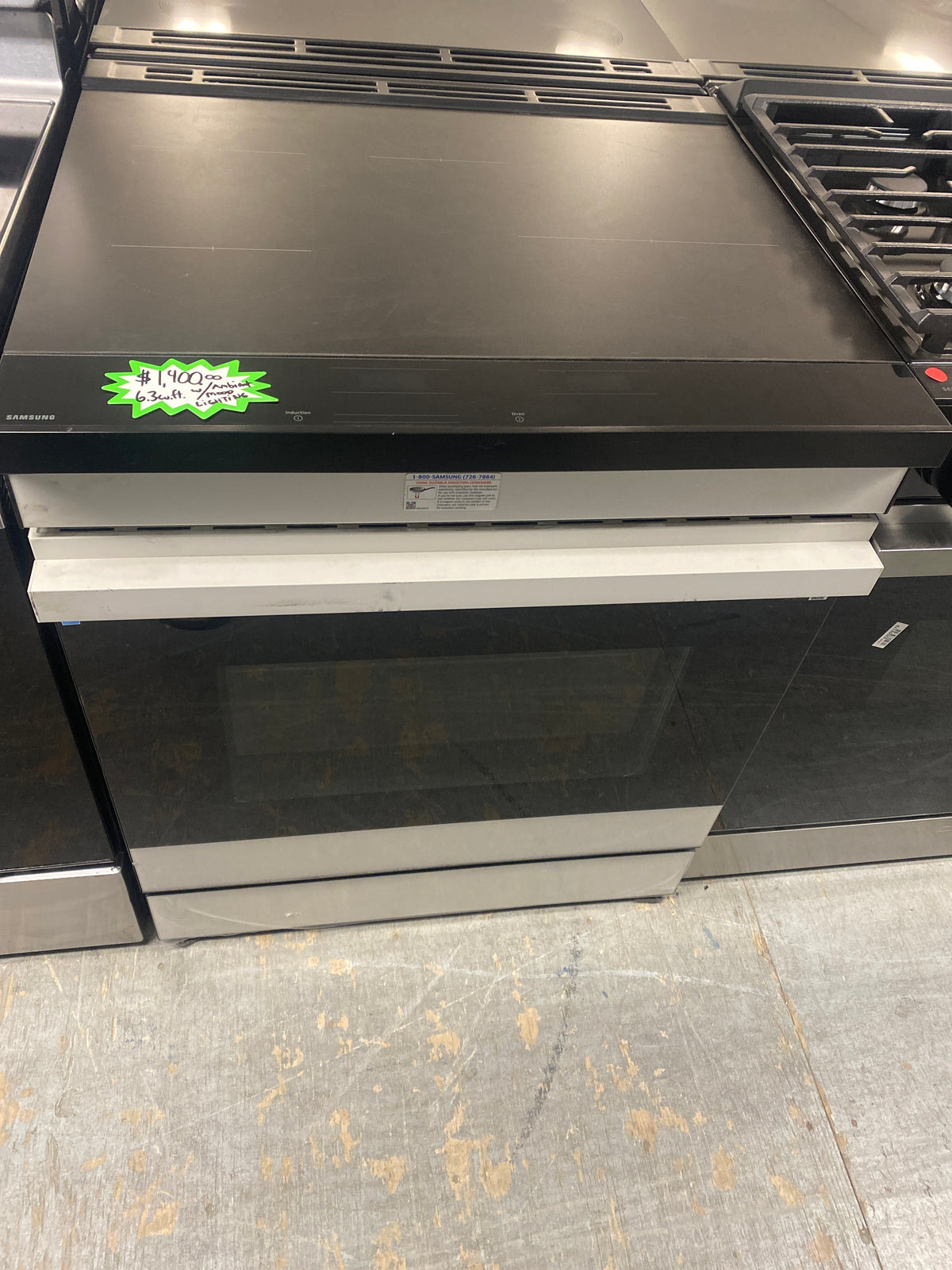 Samsung 30” Wide 6.3 cu. ft. Oven Glass Top Electric Range w/ Ambient Mood Lighting + Anti-Scratch Matte Finish