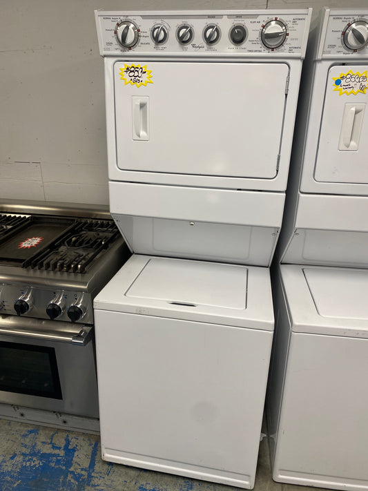 Whirlpool 27” Wide Top Load Washer & Gas Dryer Stacked Laundry Center
