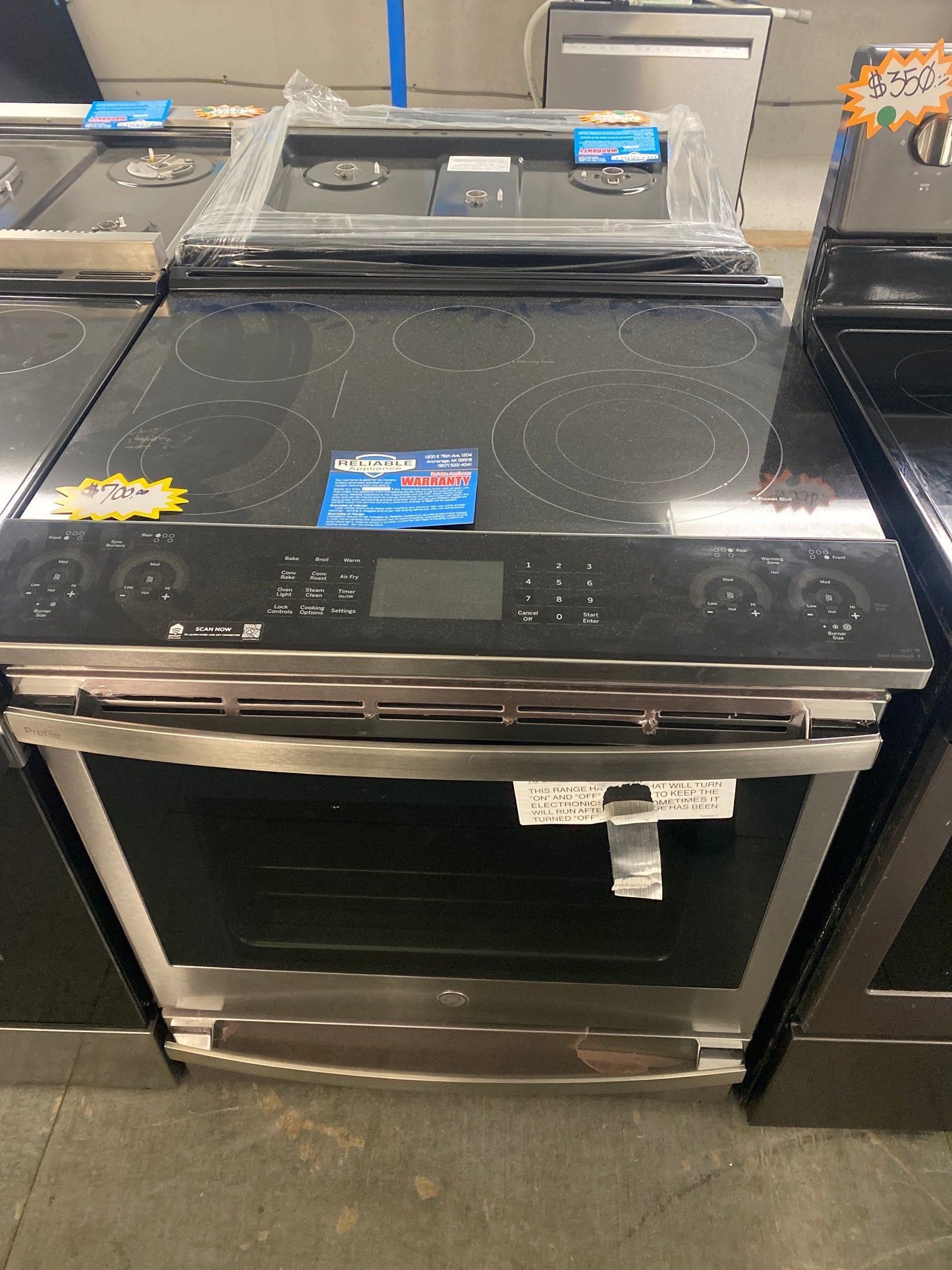 New!! GE 5 Burner Electric Slide-In convection Range