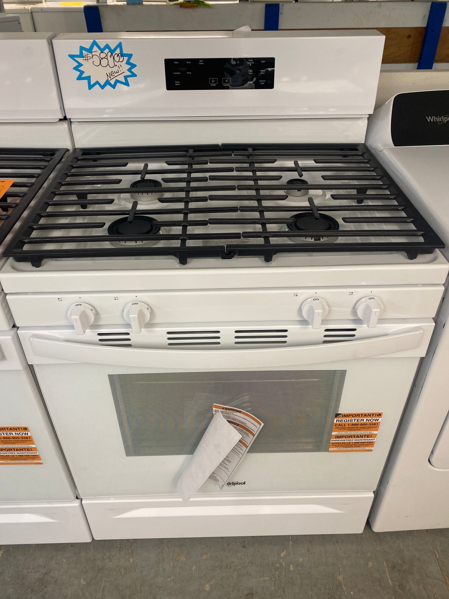 New!! Whirlpool 4 Burner Natural Gas Range