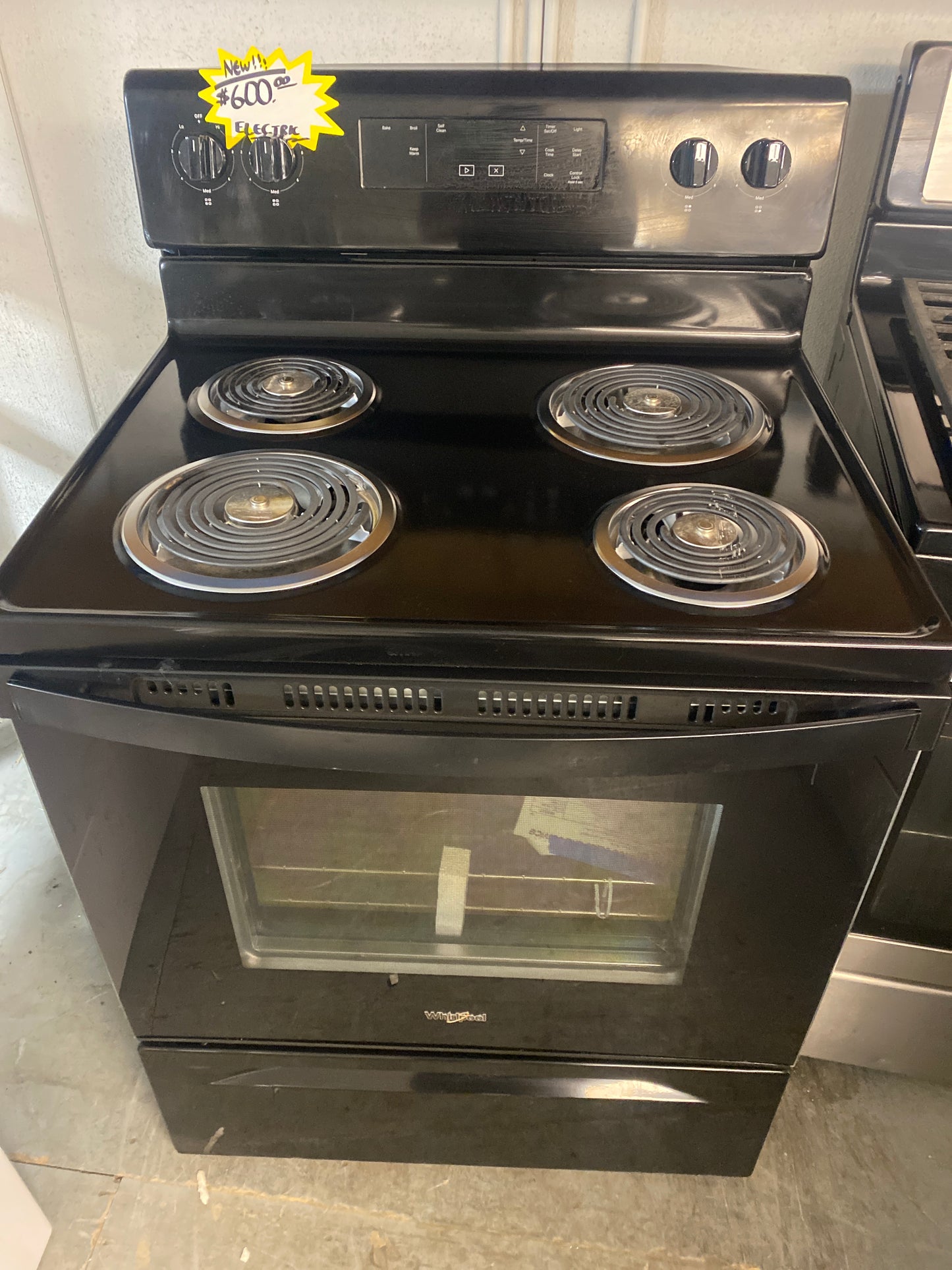 New!!! Whirlpool 30” Black Coil-Top Electric Range