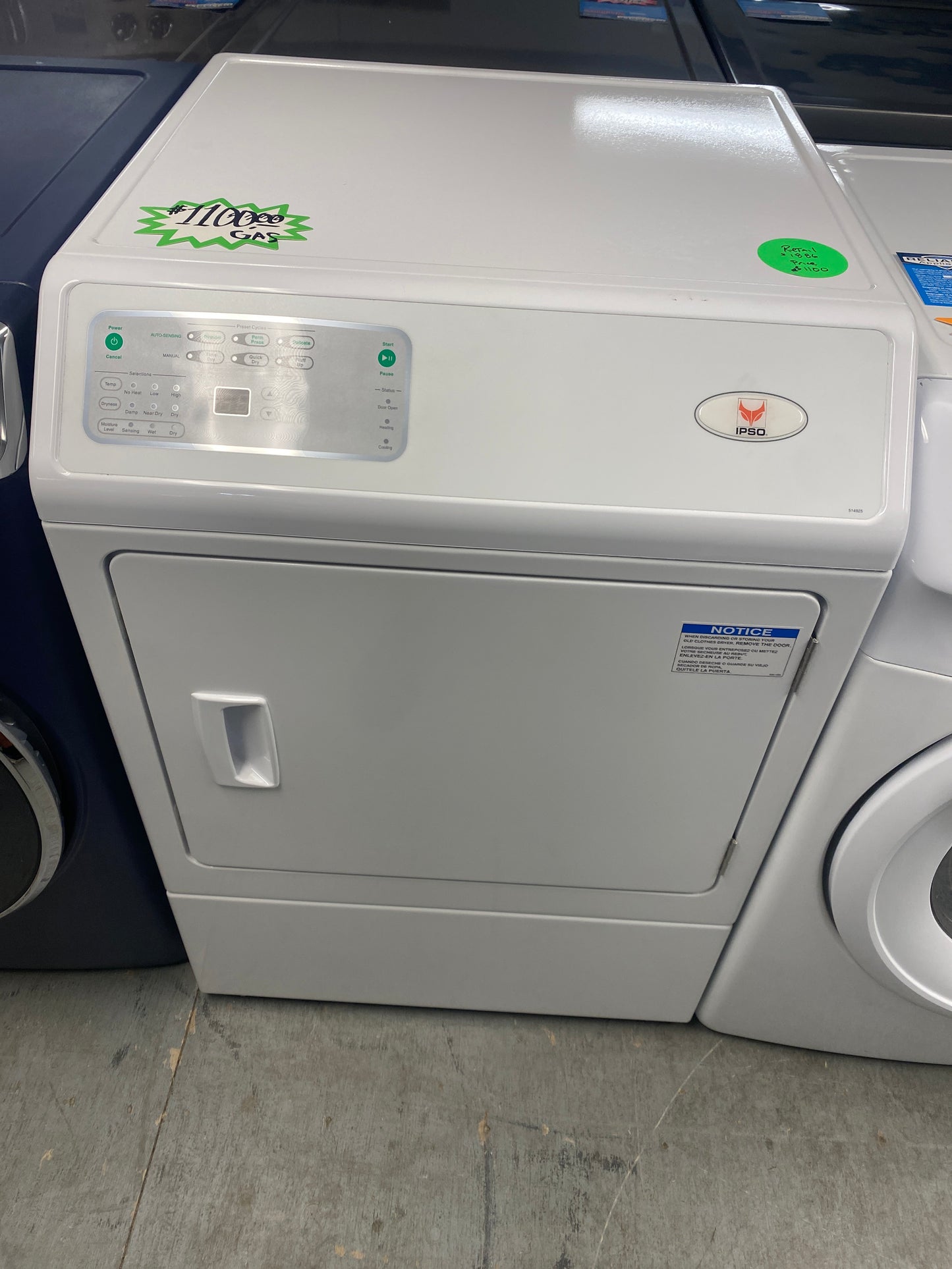 Ipso 7.4 cu. ft. Commercial Natural Gas Dryer