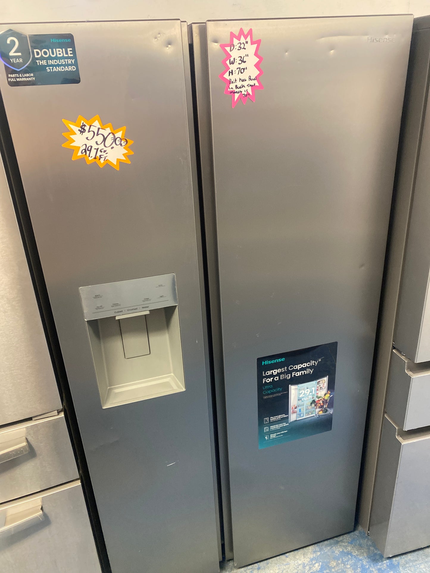 Hisense Stainless Steel 29.1 cu. ft. Side-By-Side Refrigerator