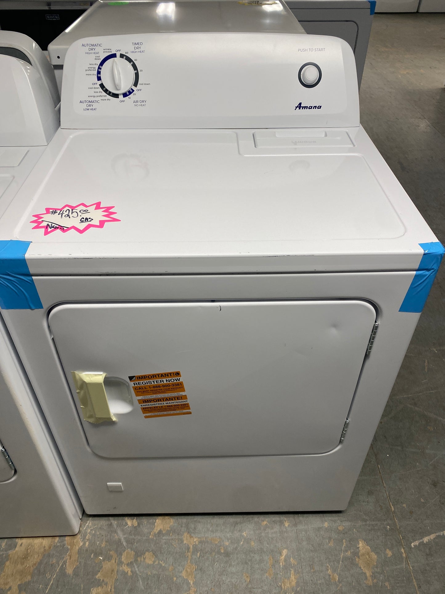 New Amana 6.5 cu. ft. Natural Gas Dryer