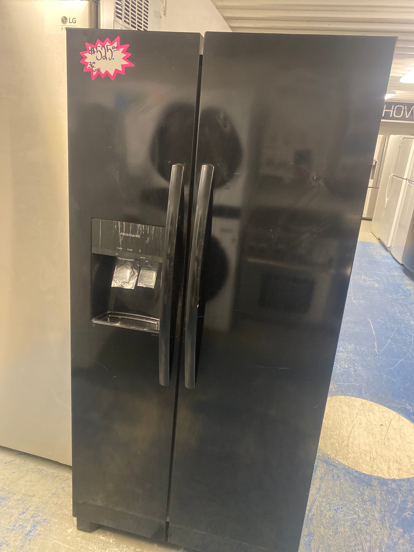 Frigidaire Side-by-Side 36” wide Black Refrigerator