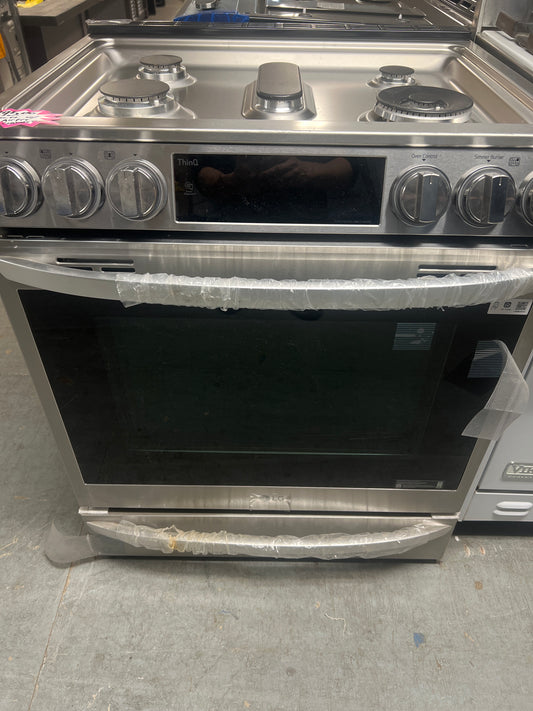 LG 30-in 5 burners 2.6-cu ft / 4.3-cu ft Air Fry Convection Oven Freestanding Double Oven Gas Range