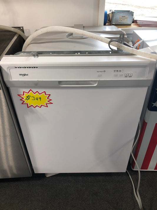 24” White Whirlpool Plastic Tub Dishwasher