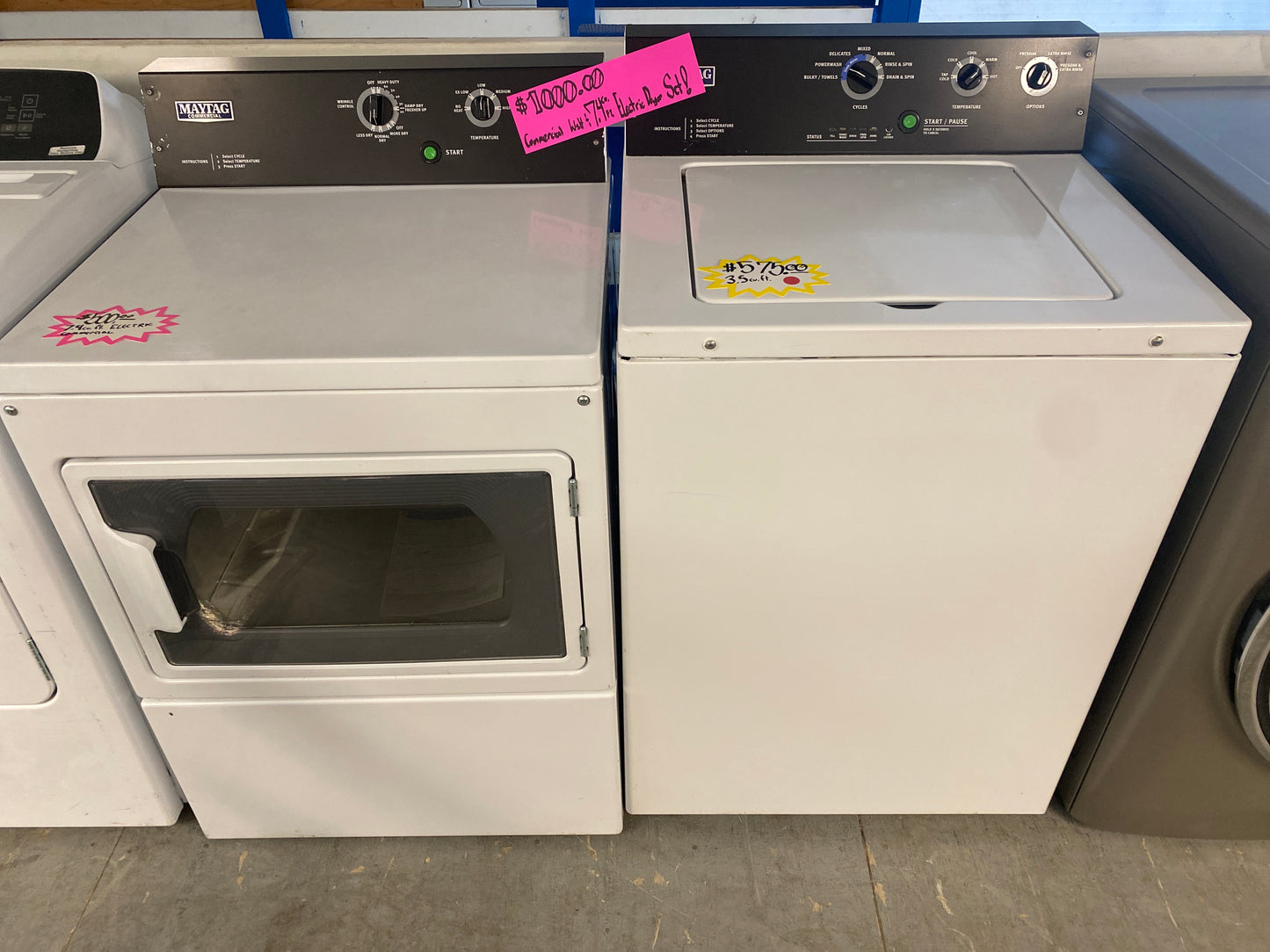 Maytag commercial Washer & 7.4 cu. ft. Electric Dryer Set!